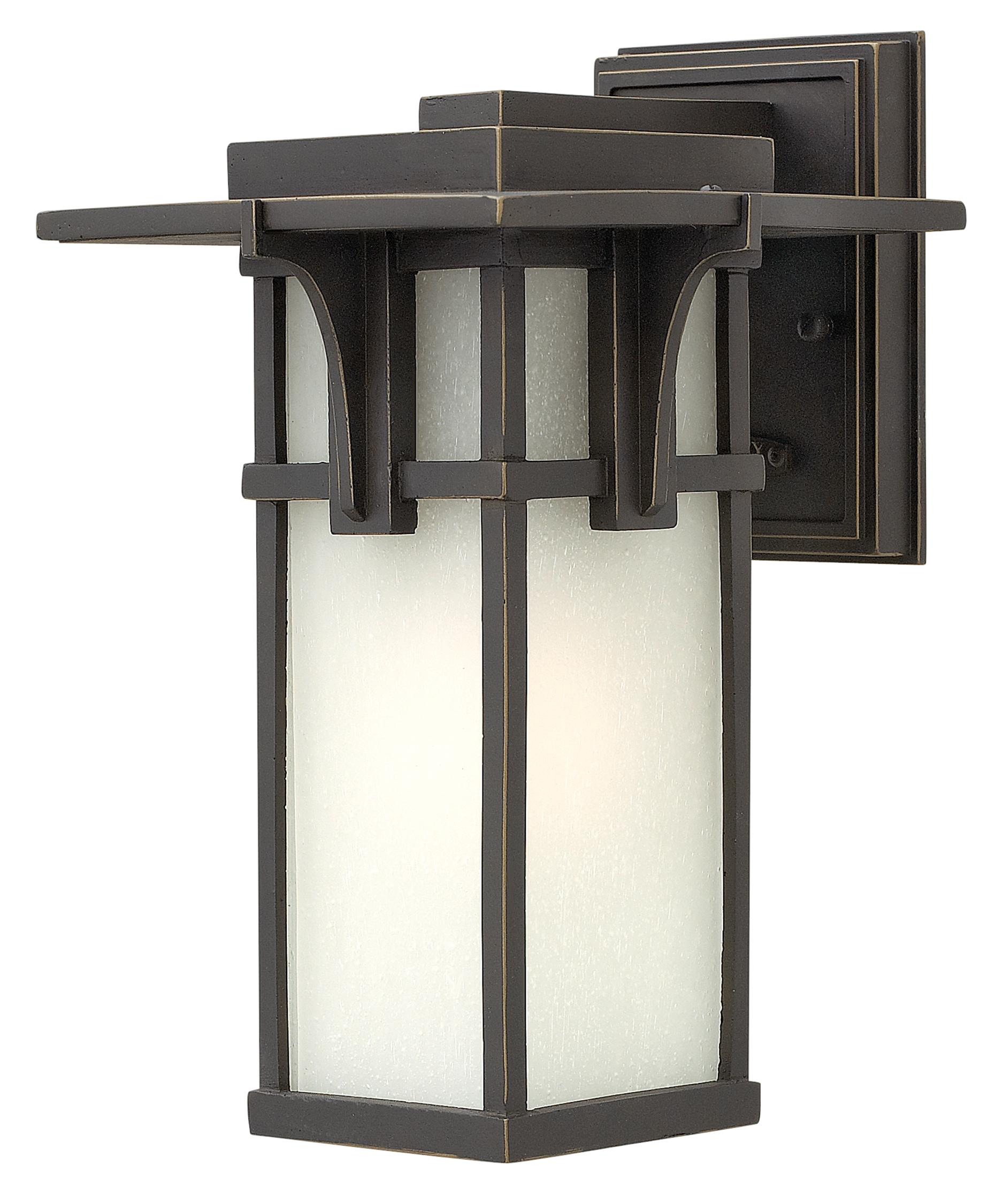 Hinkley Lighting 2230 Manhattan 7 Inch Wide 1 Light Outdoor Wall Shown In Oil Rubbed Bronze Finish And Etched Seedy Glass