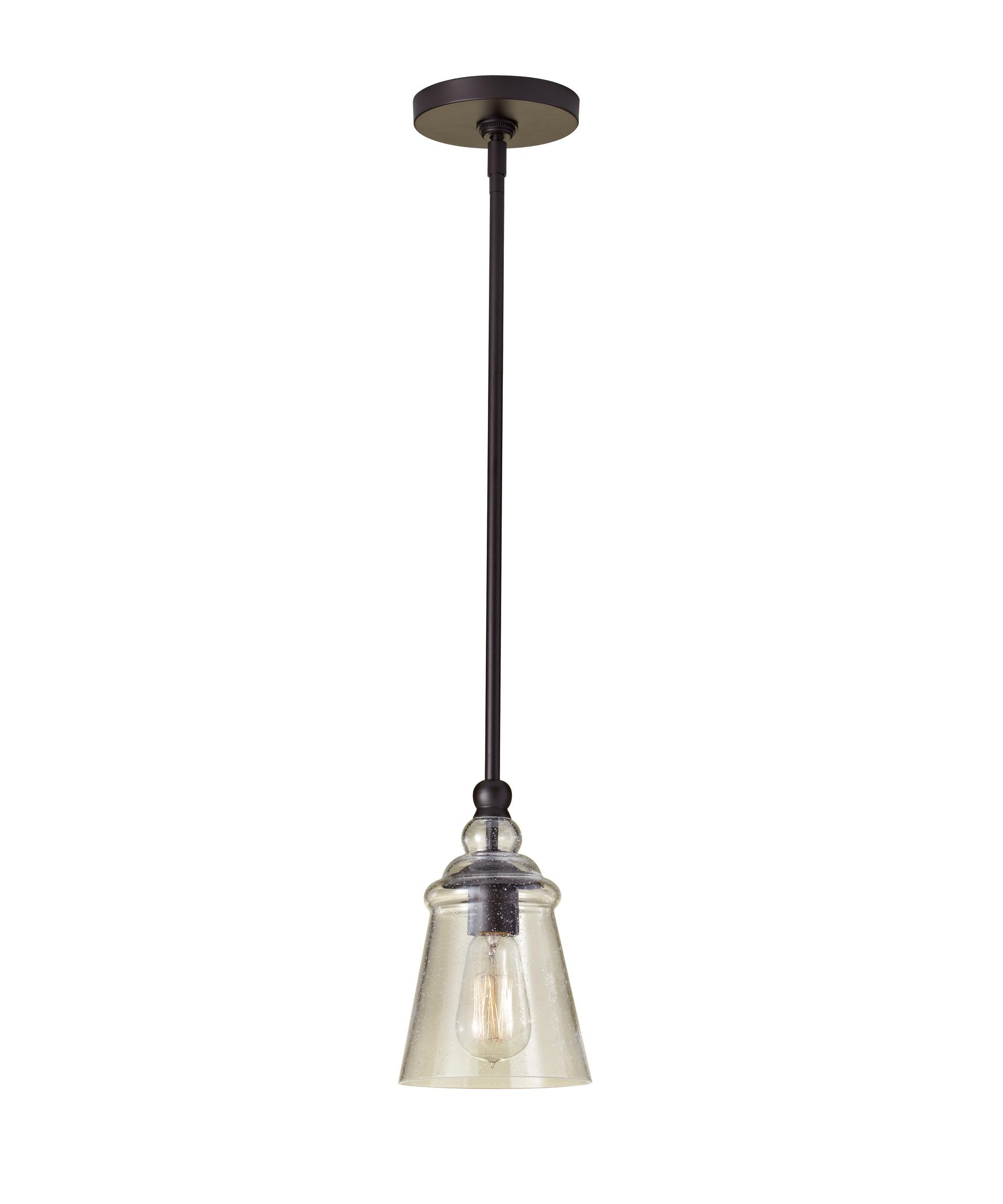 Murray Feiss Urban Renewal 6 Inch Wide 1 Light Mini Pendant Shown In Oil Rubbed Bronze Finish And Clear Seeded Glass